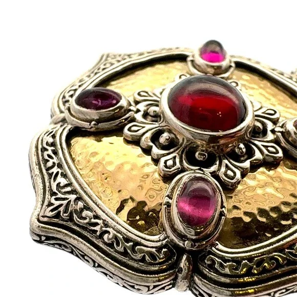 Designer Konstantino 925 Sterling Silver 18k Yellow Gold Amethyst Accent Pendant